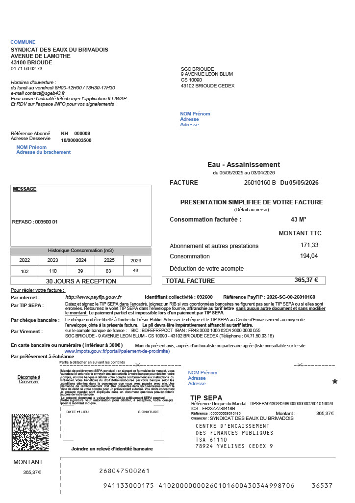 page 1 facture site